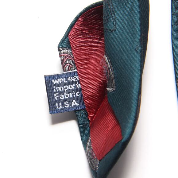 Vintage Halston III Green Paisley Print Tie 4" x 57" Poly/Silk Blend Made in USA - Picture 7 of 7